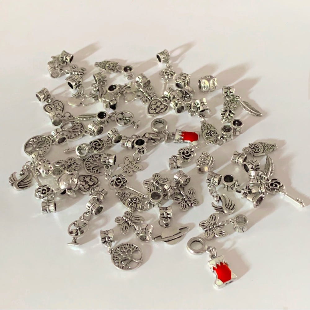 🍒🍒 10 Silver Charm Pendants